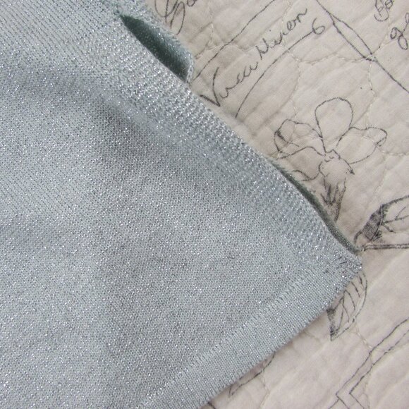 Quaker Factory Sweater Womens L Blue shimmer Christmas Santa Holiday lightweight - Picture 9 of 9